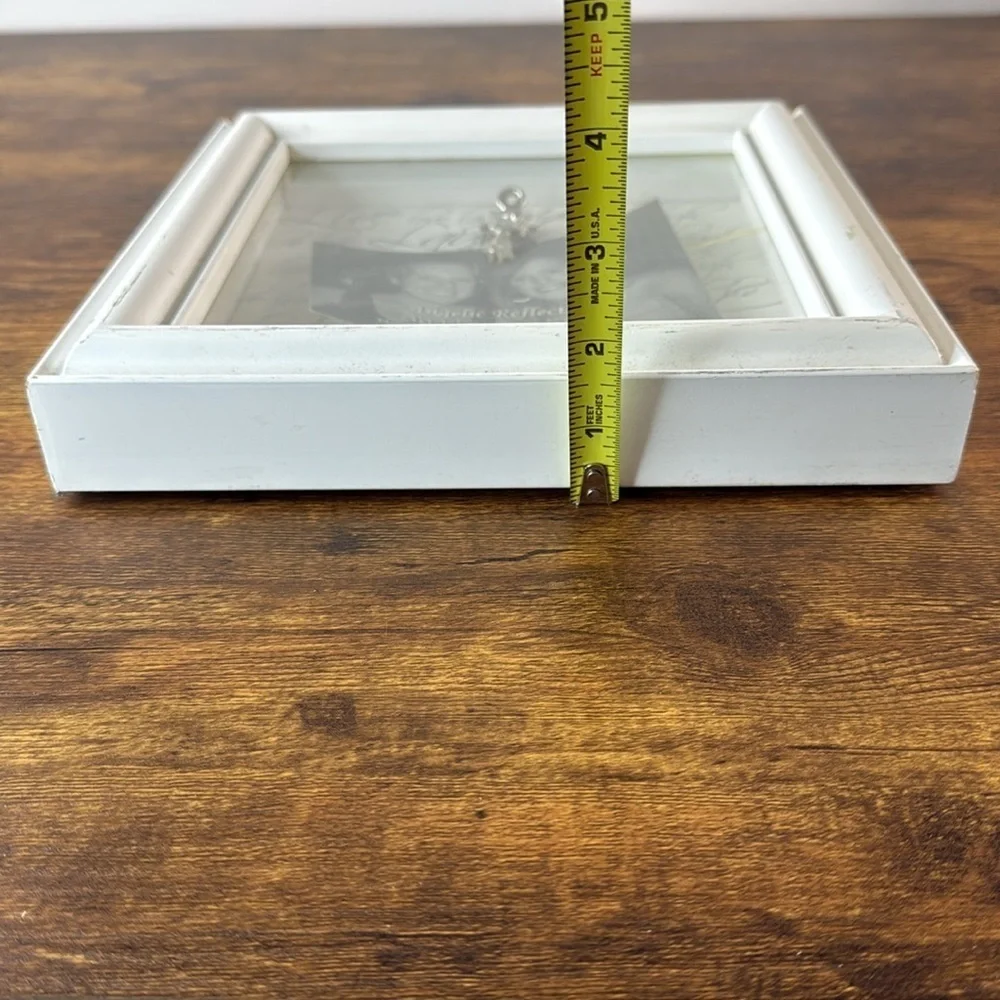 NWT White Shadowbox Distressed Design Wooden Frame 9” x 9”